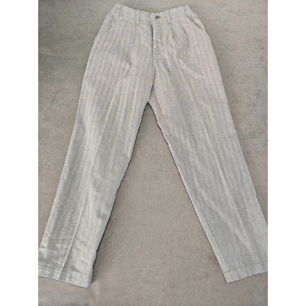 Lee USA Mens 27x28 Herringbone Pants Gray Straight Leg Pleated Vintage Style